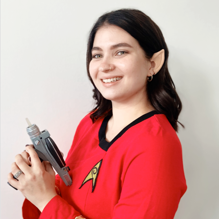 An image of a girl in a Star Trek uniform